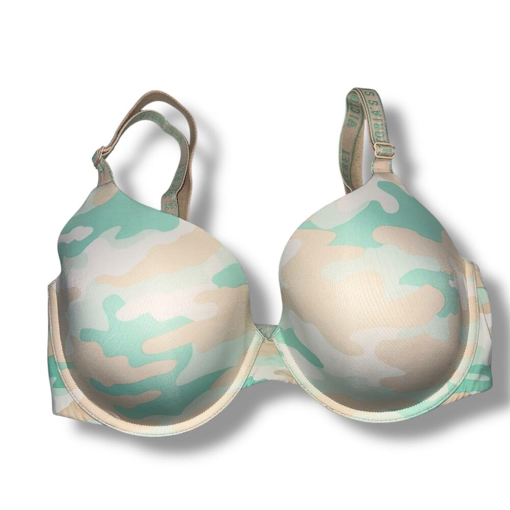 Victorias Secret Bra 34DD Camo Camouflage T-Shirt Demi Lightly Lined Underwire